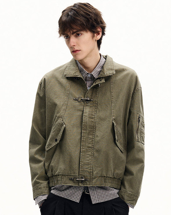 Washed Cotton Twill Buckle Jacket