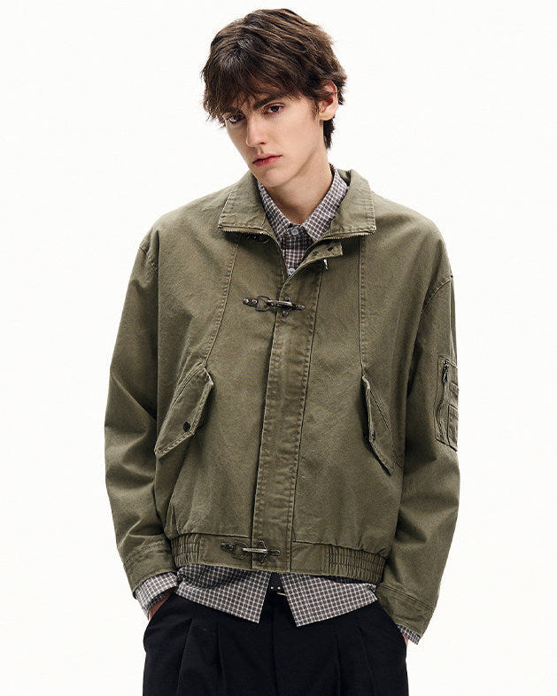 Washed Cotton Twill Buckle Jacket
