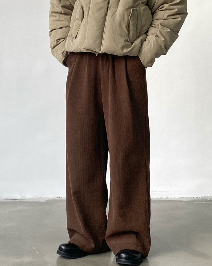 Loose Pleated Corduroy Trousers