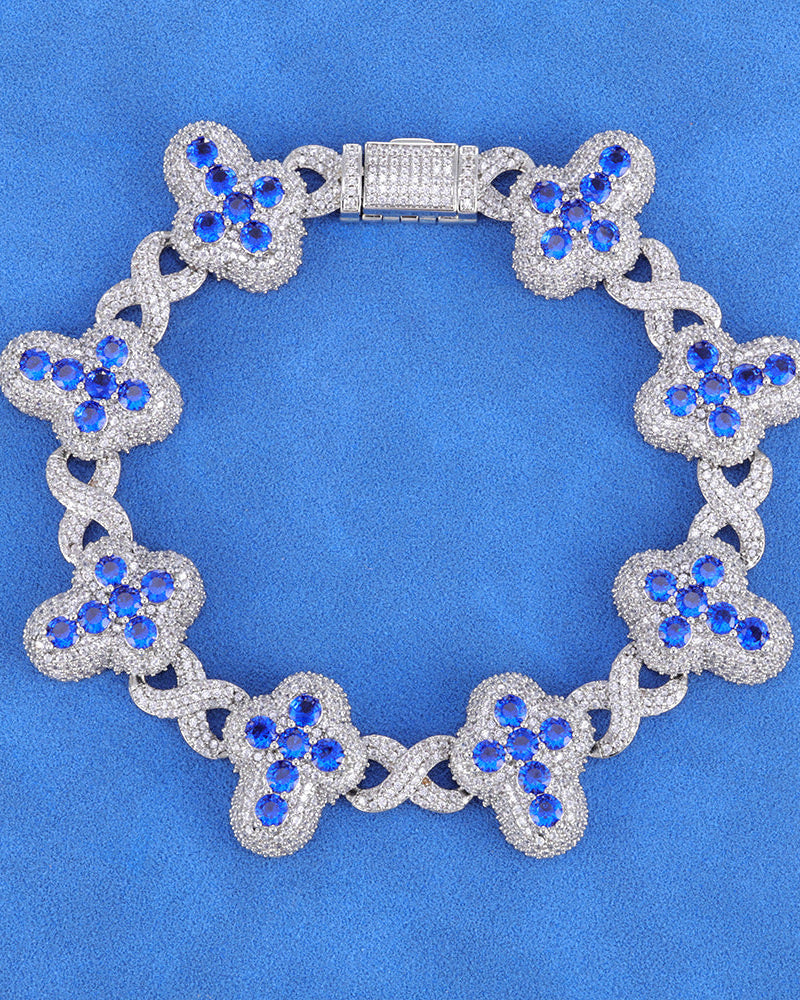 Royal Sapphire Clover Link Bracelet