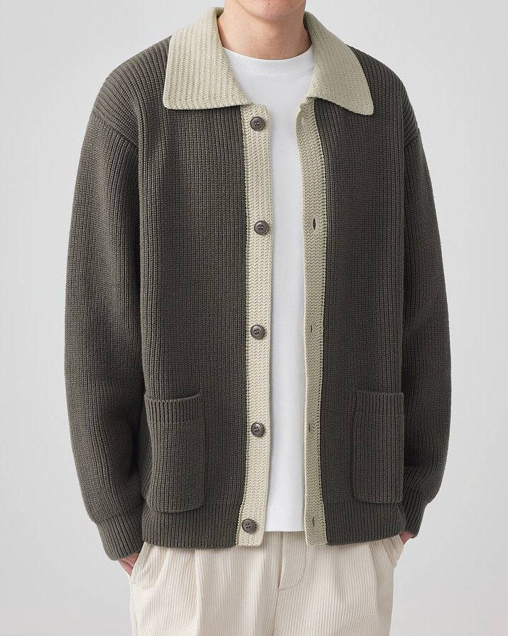 The Mo Maike Dual-Tone Lapel Knit Cardigan Jacket
