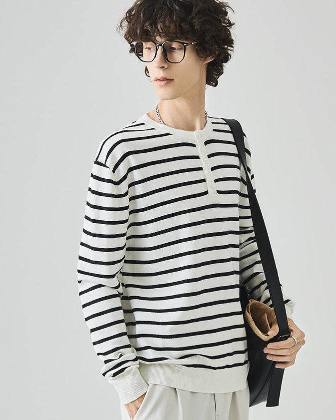 The Elliston Contrast Henley Knit Polo Sweater