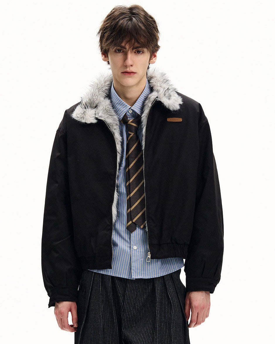 Faux Fur Lined Collar Jacket
