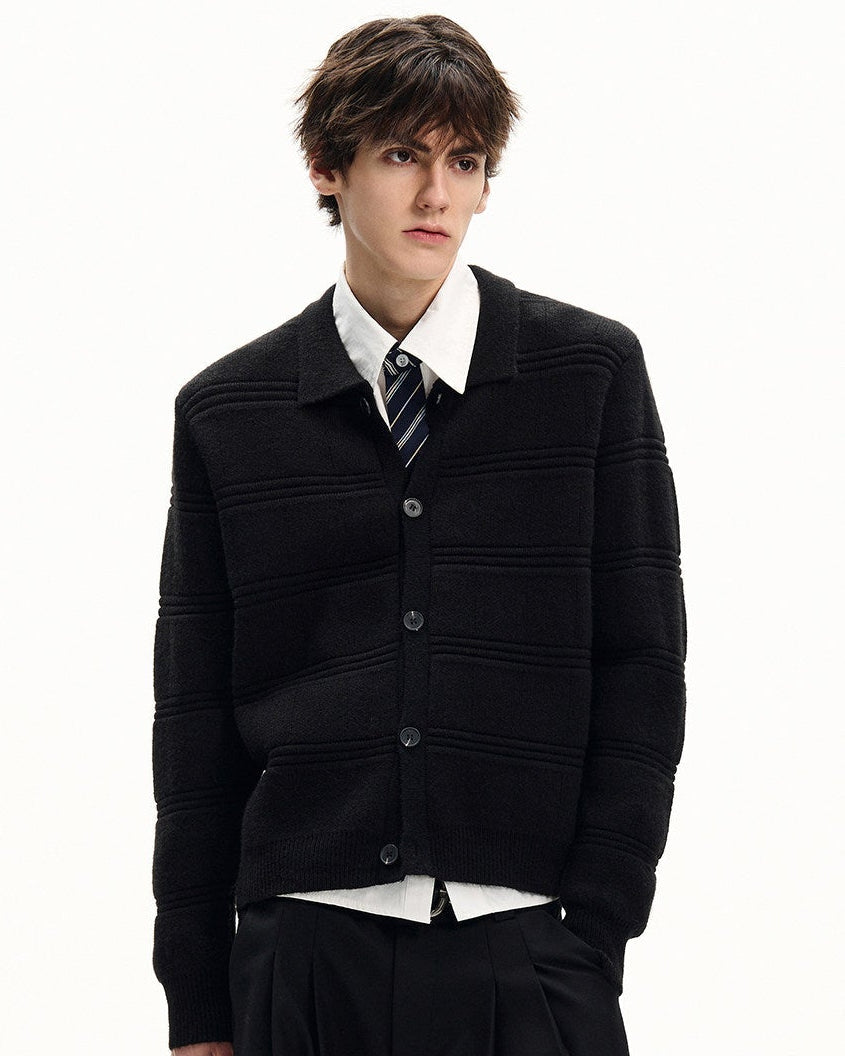 Quilted Wool Blend Cardigan Jacket