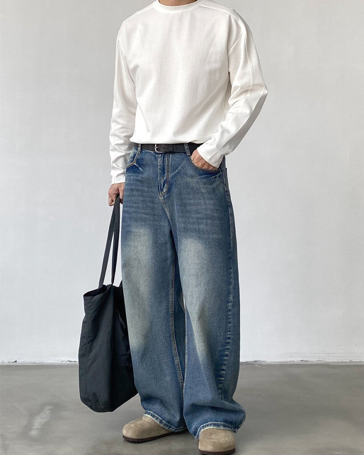 Washed Wide Loose Denim Jeans