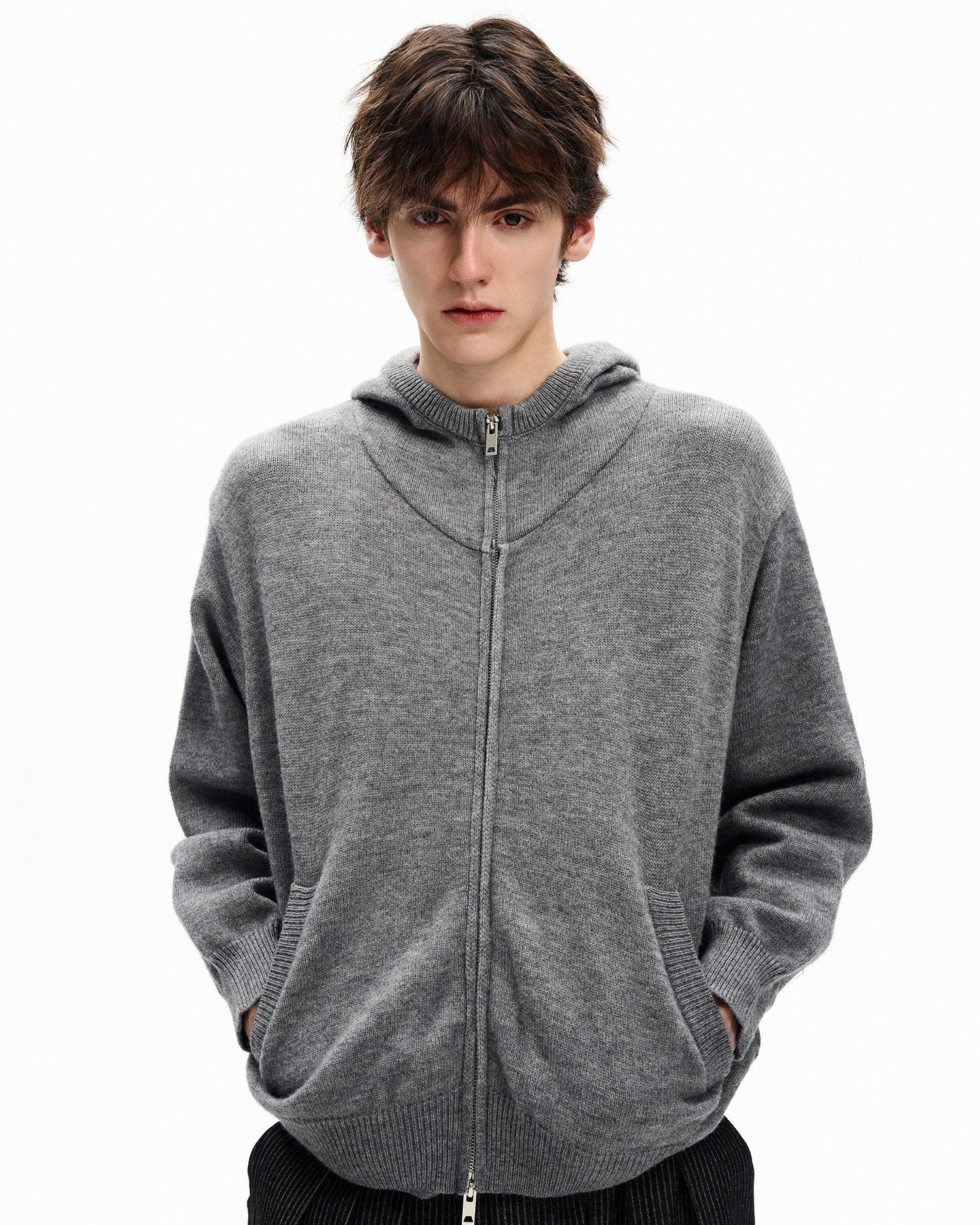 Hooded Knit Harrington Cardigan