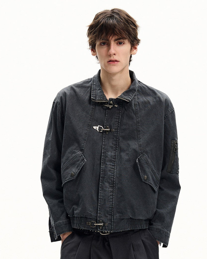 Washed Cotton Twill Buckle Jacket