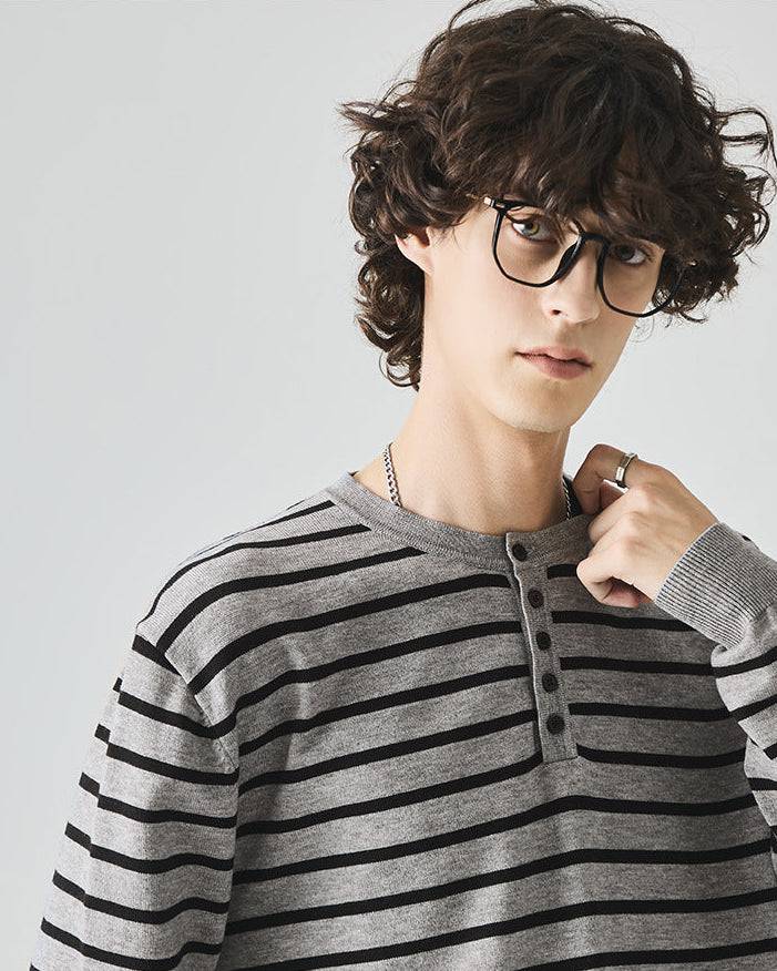 The Elliston Contrast Henley Knit Polo Sweater