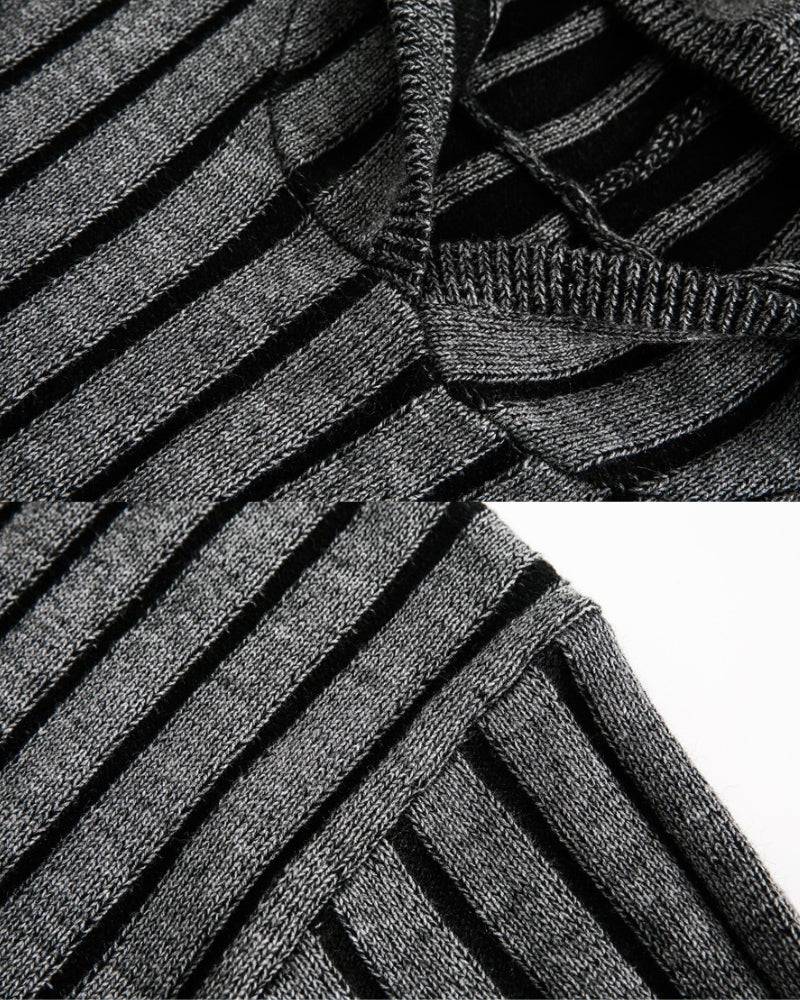 Vertical Stripe Knit Hoodie