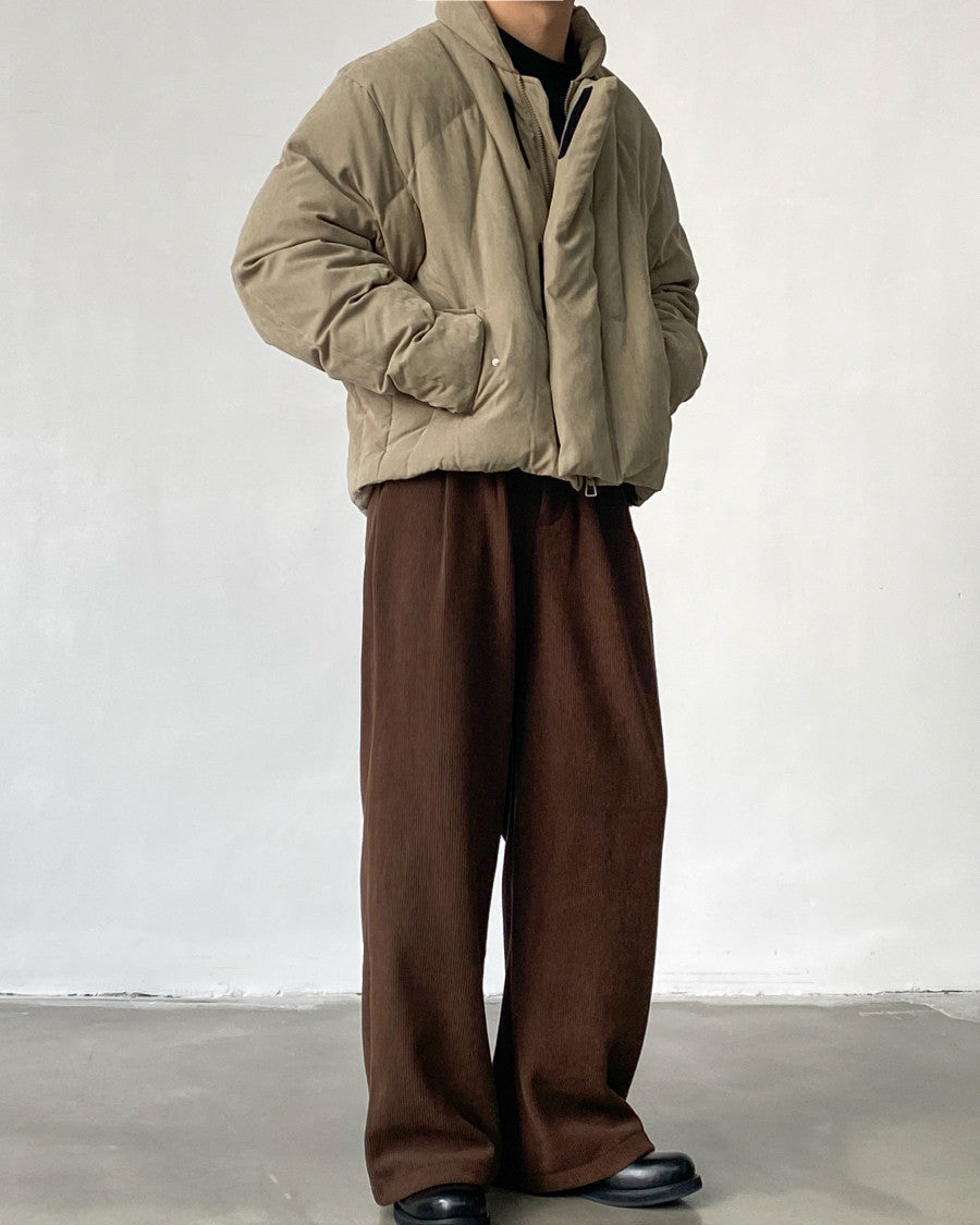 Loose Pleated Corduroy Trousers