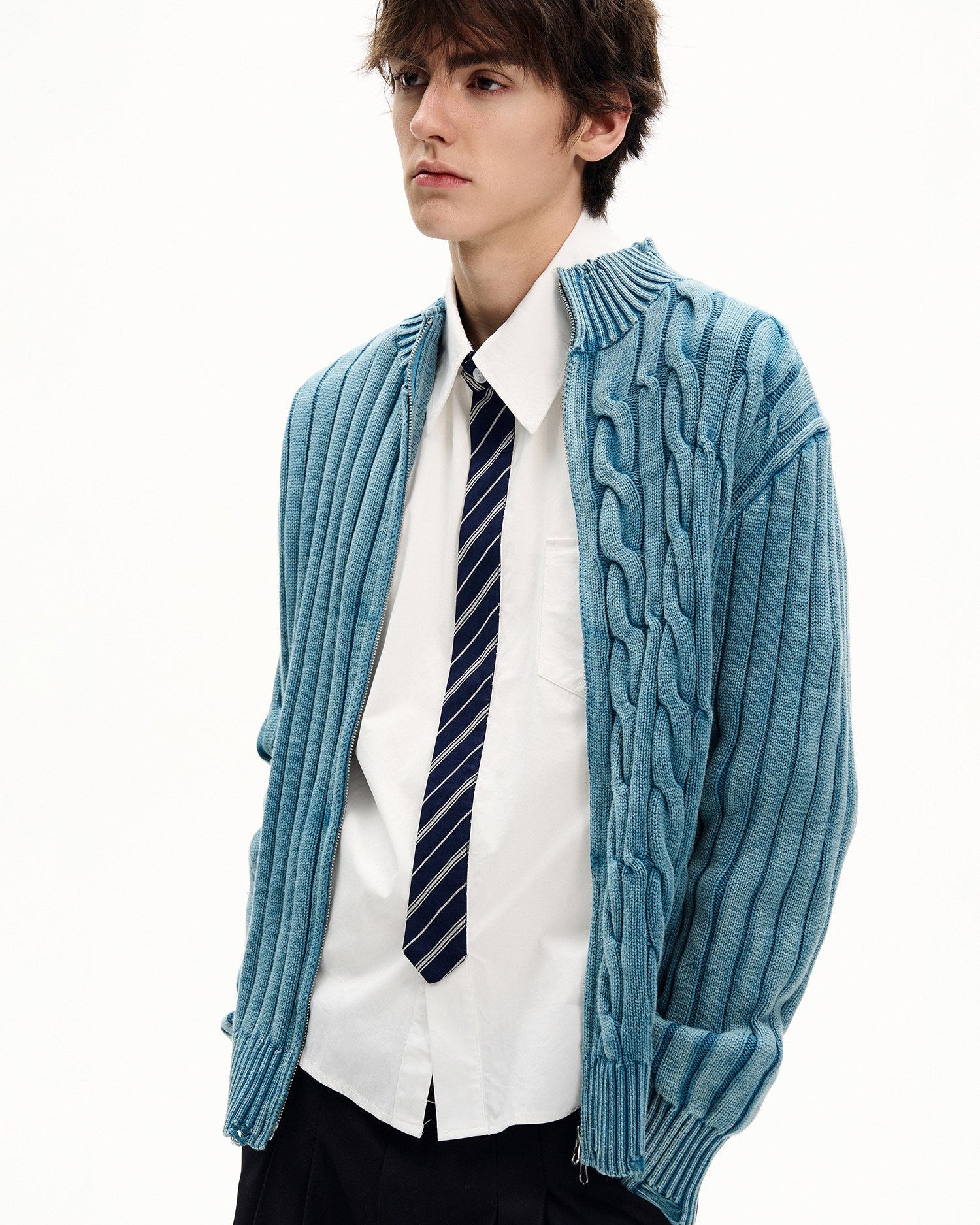 Cable Knit Zip Cardigan