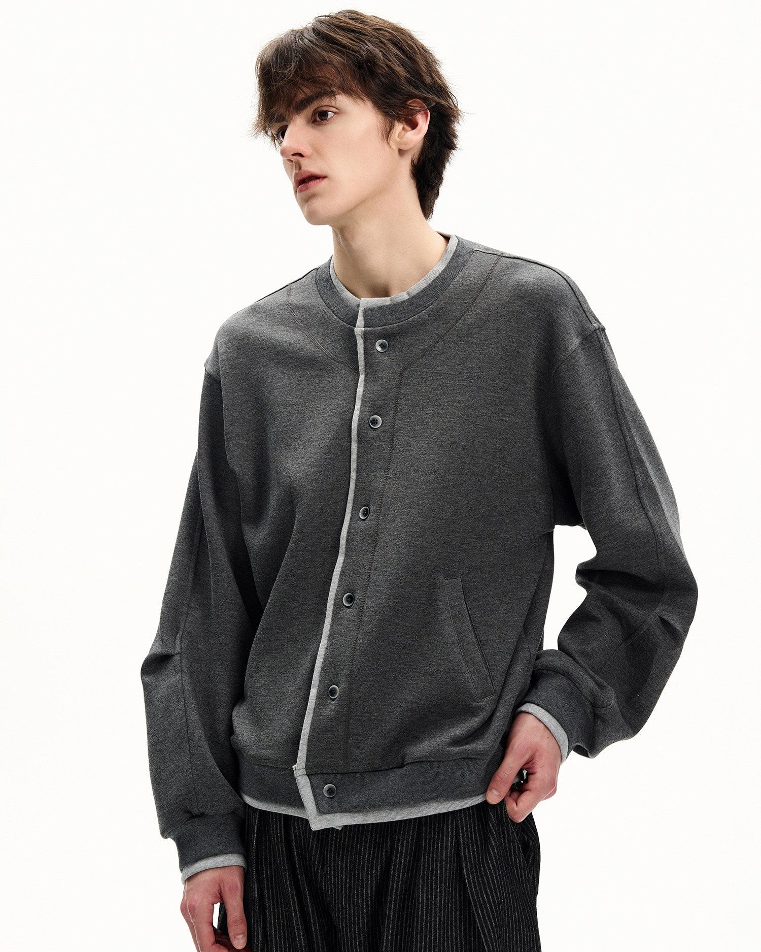 Interlock Button Front Sweater