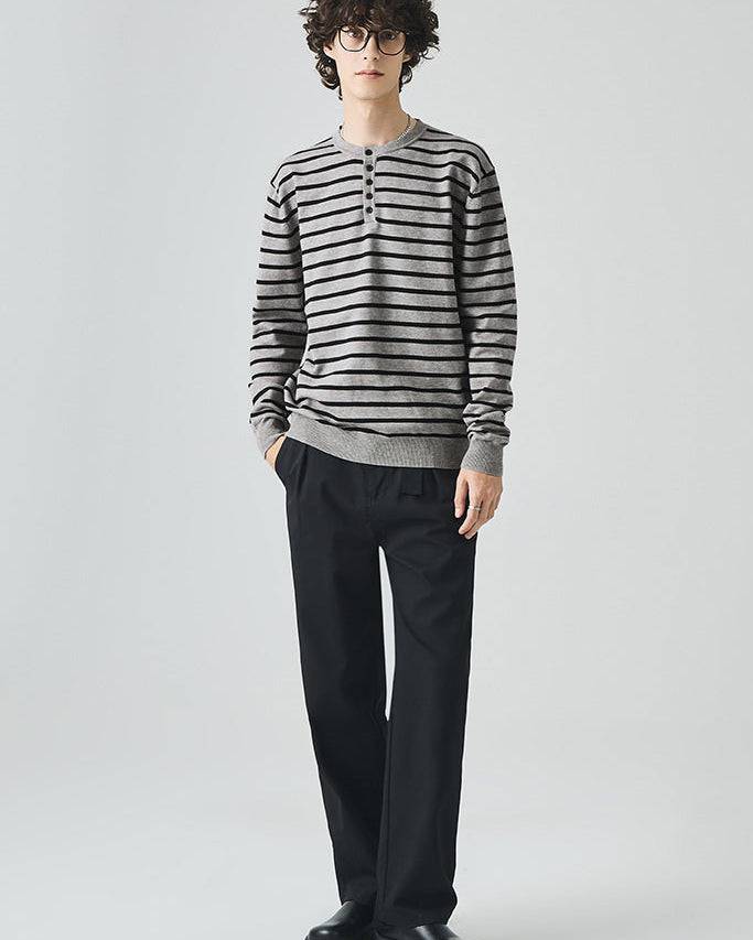 The Elliston Contrast Henley Knit Polo Sweater