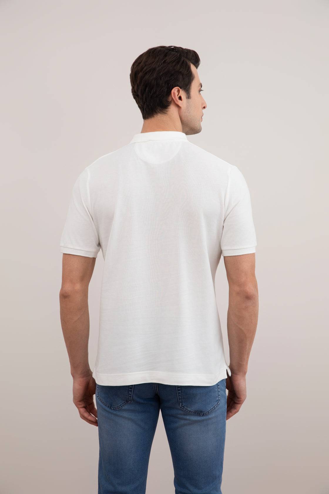 White Cotton-Piqué Polo Shirt