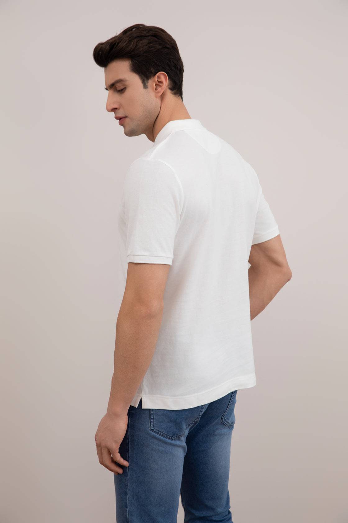 White Cotton-Piqué Polo Shirt