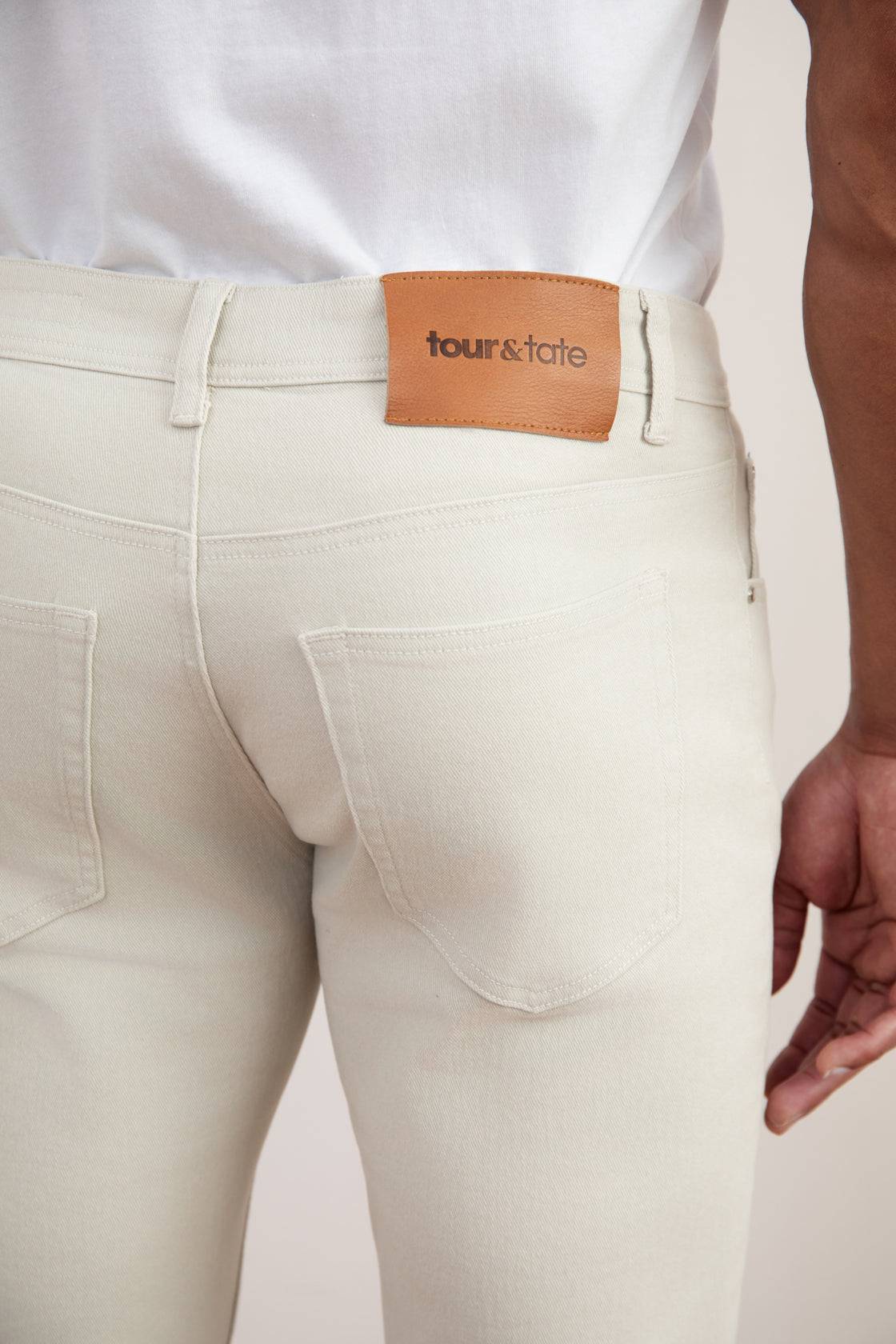 White Stone-washed Stretch Five-pockets Jeans