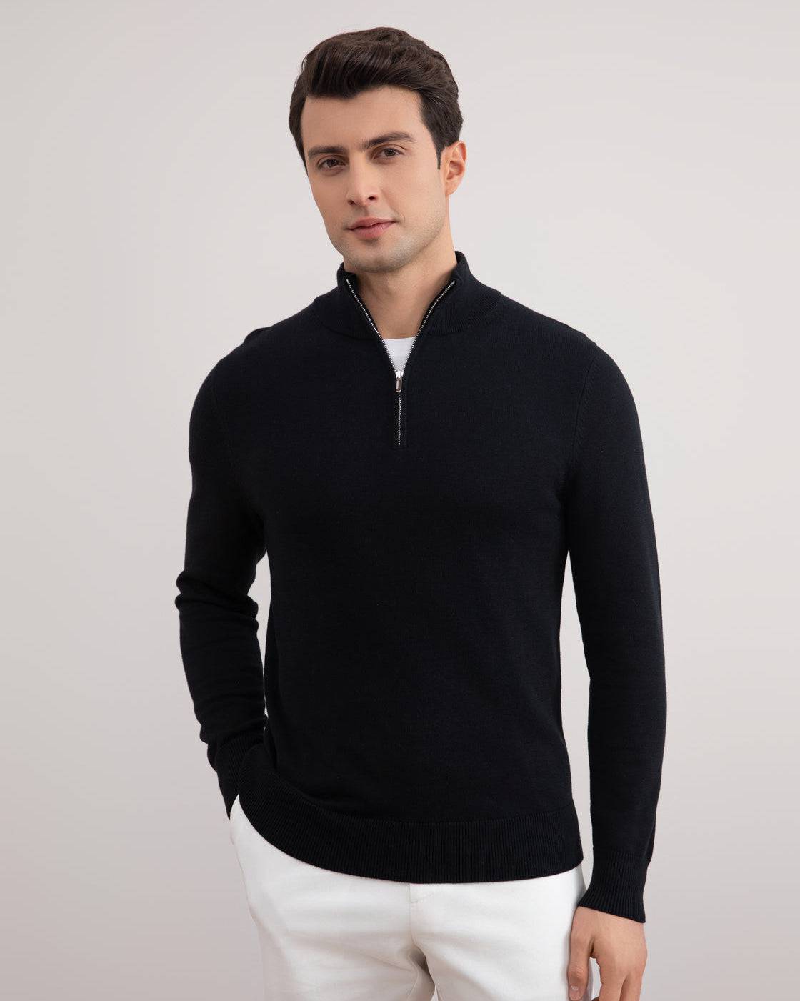 Black Half-Zip Sweater