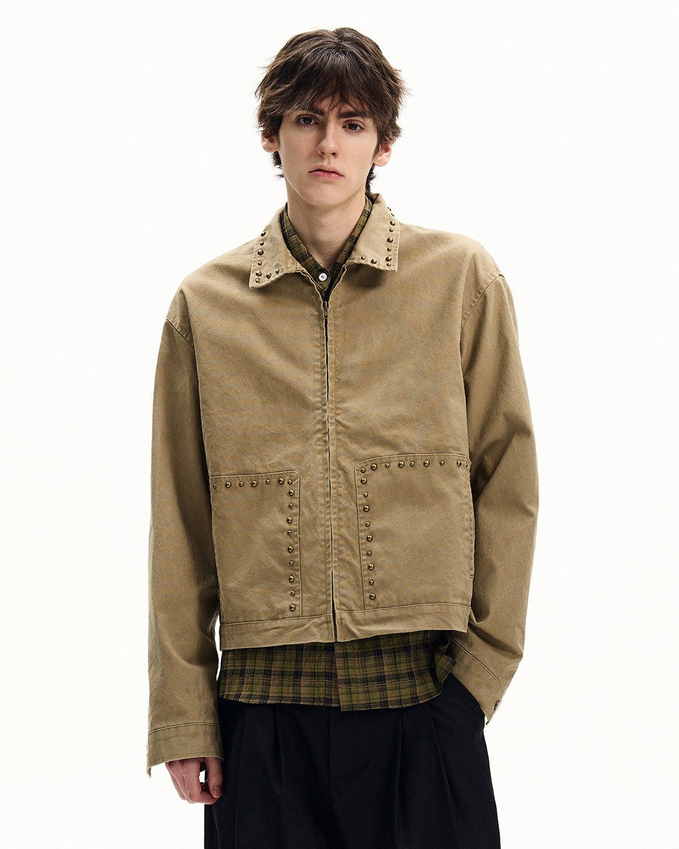 Studded Cotton Zip Jacket