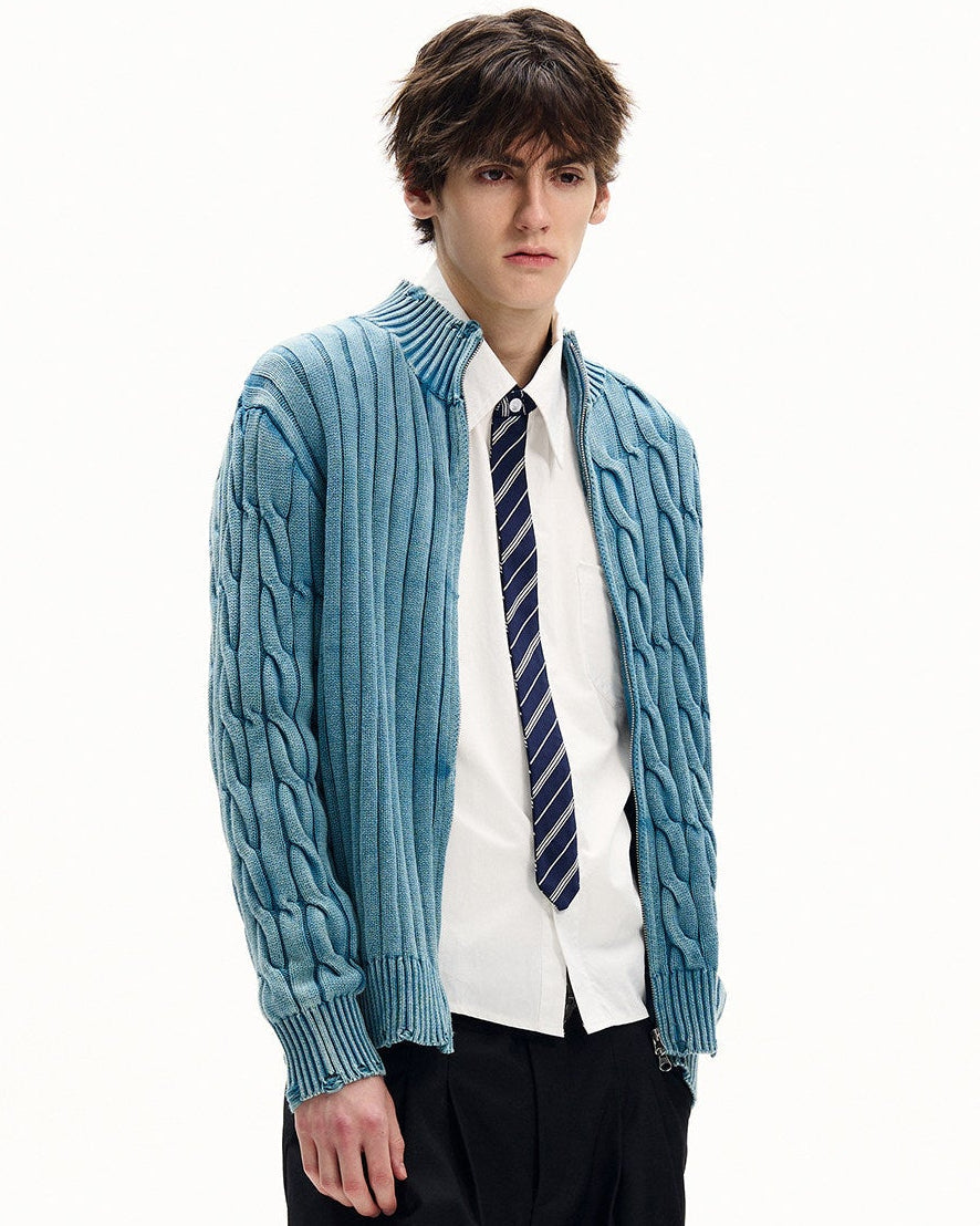 Cable Knit Zip Cardigan