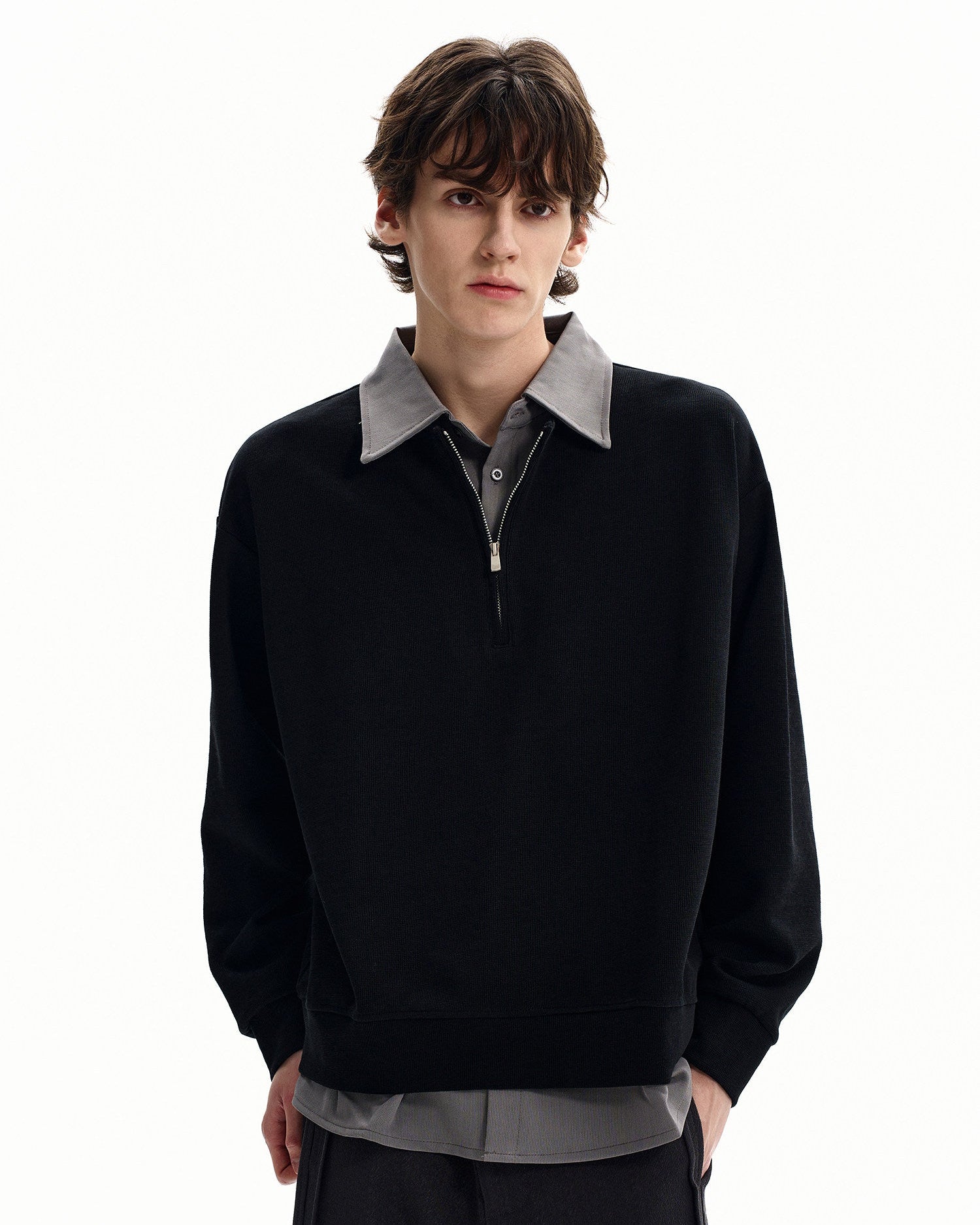 Brushed Cotton Half Zip Pullover Sweater