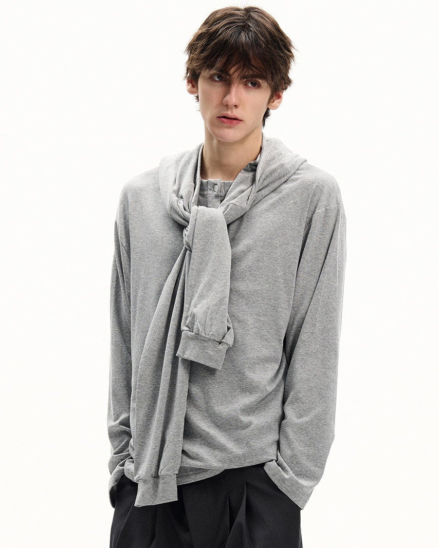 Draped Wrap Long Sleeve Top