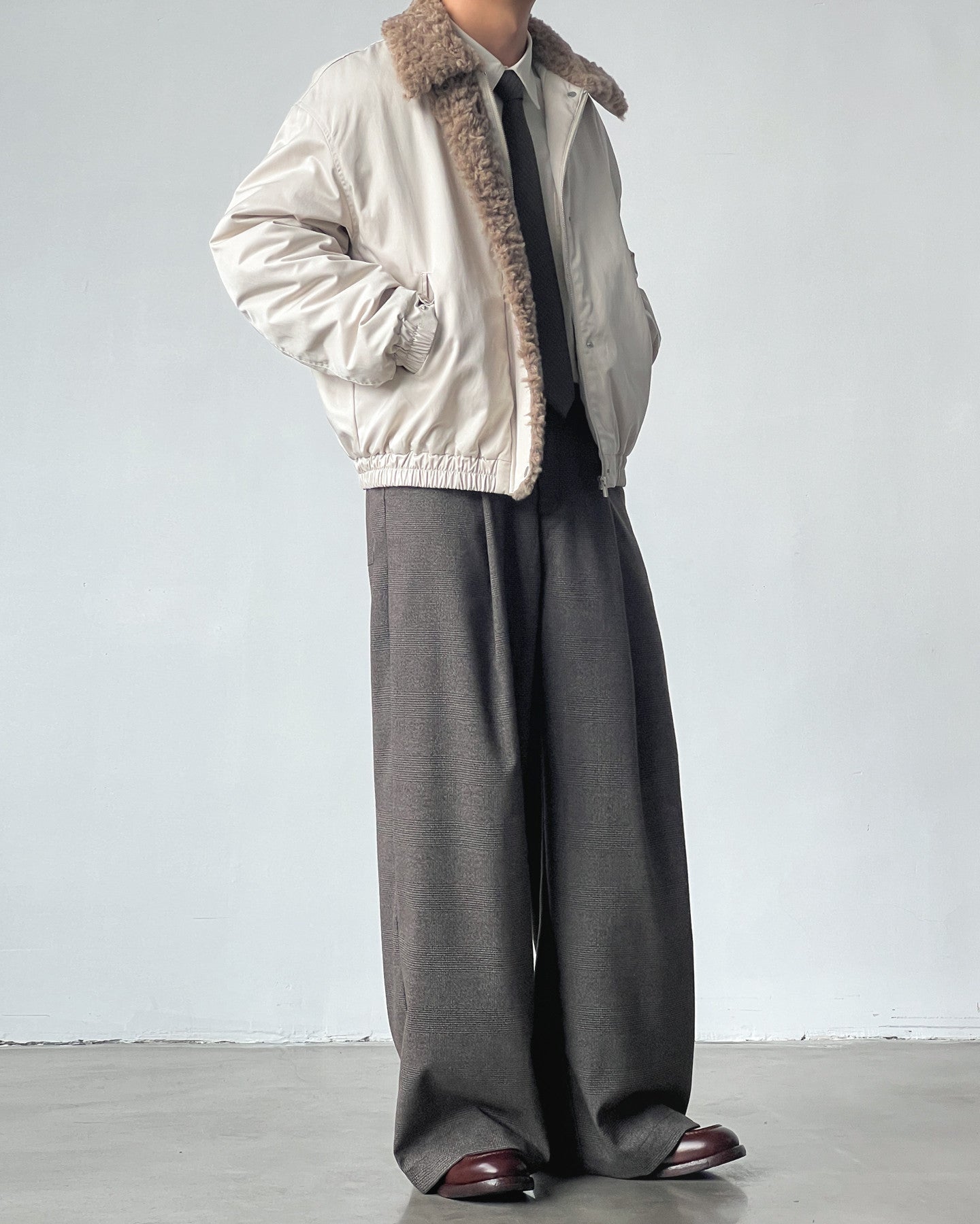 Soft Wool Tailored Wide Trousers