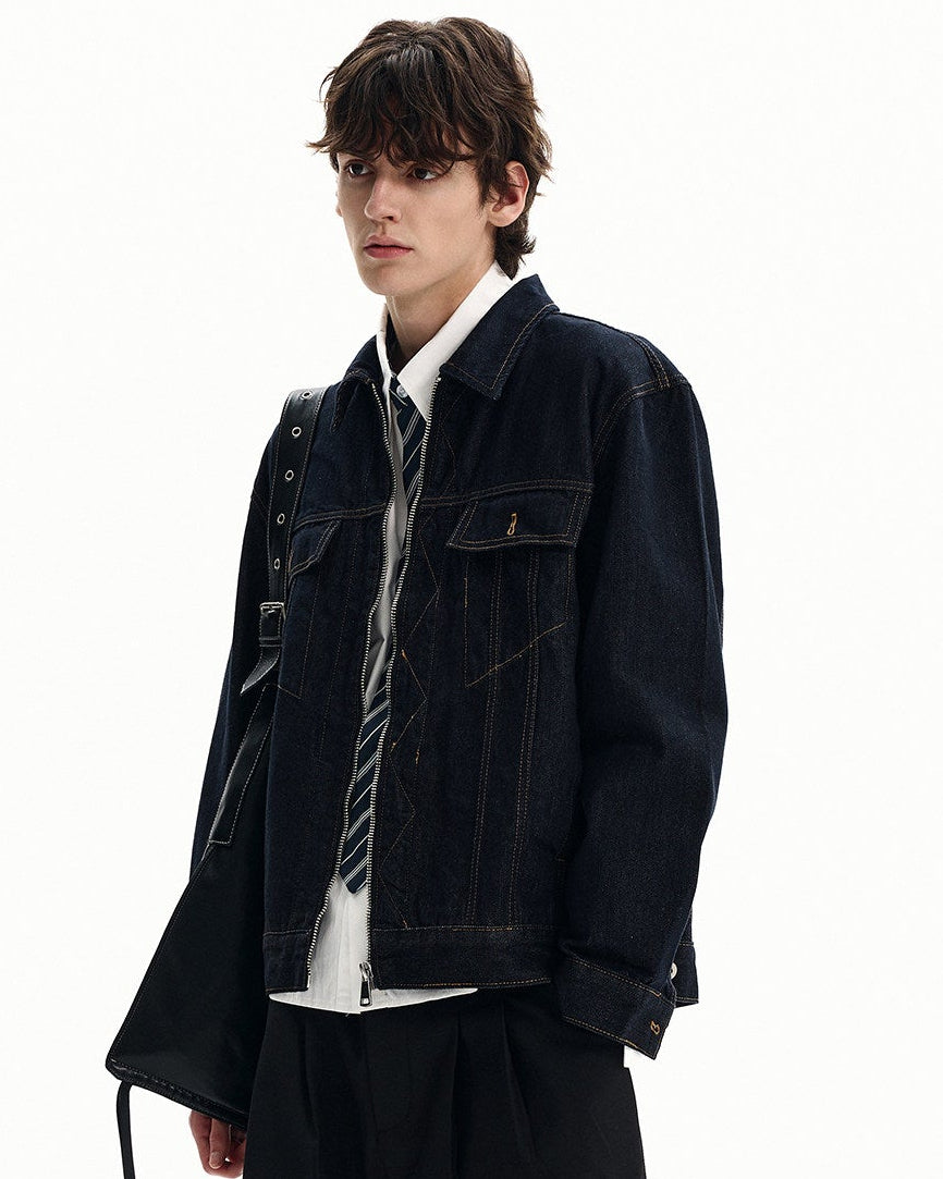 Dark Wash Denim Zip Jacket