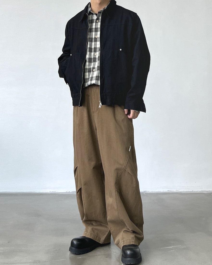 Cotton Drawstring Wide Leg Trousers