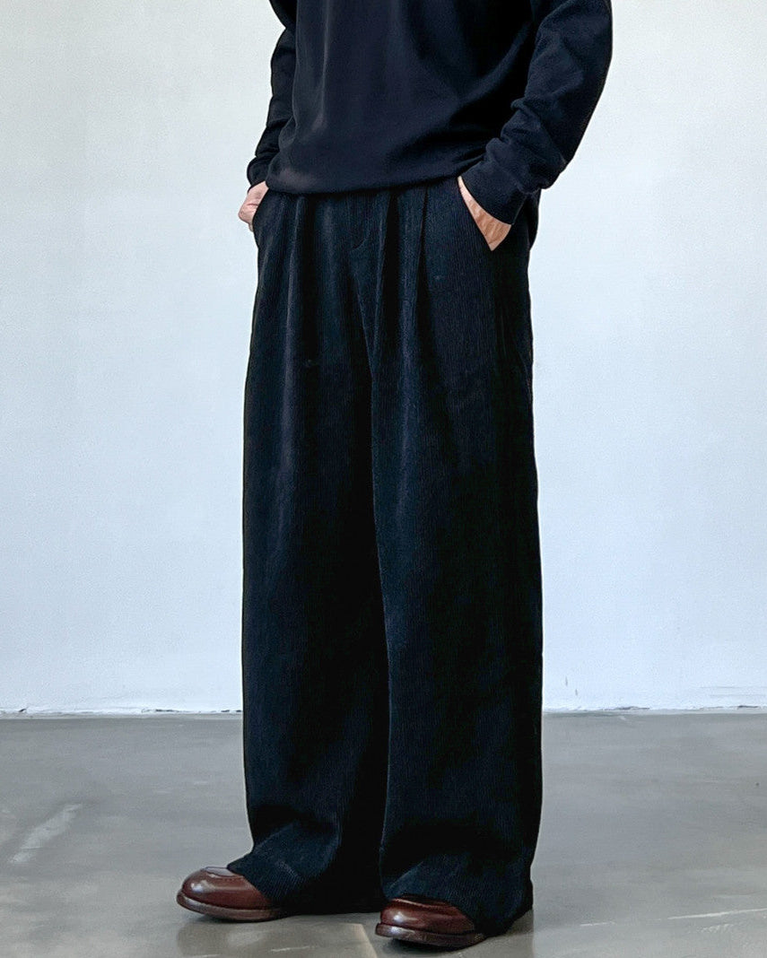 Loose Pleated Corduroy Trousers