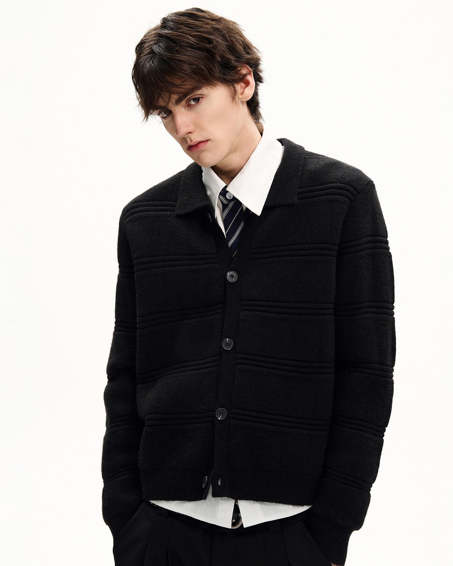 Quilted Wool Blend Cardigan Jacket