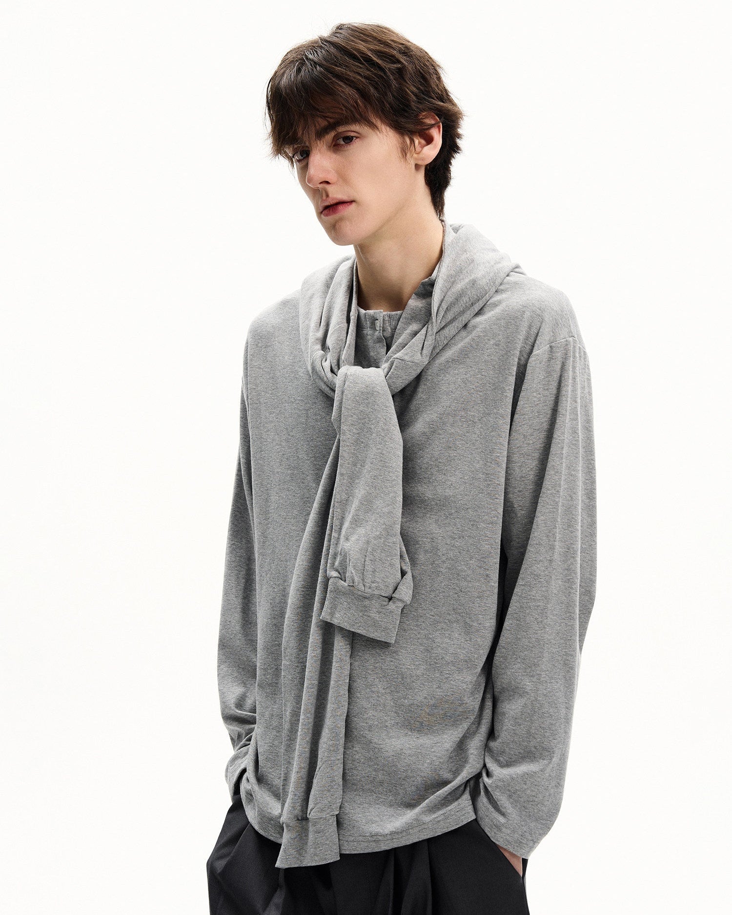 Draped Wrap Long Sleeve Top