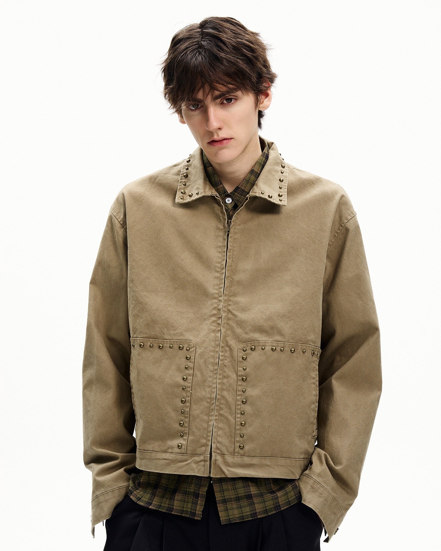 Studded Cotton Zip Jacket