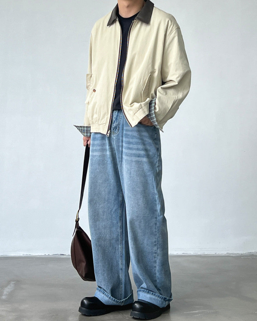 Wide Straight Mid-Rise Denim Jeans