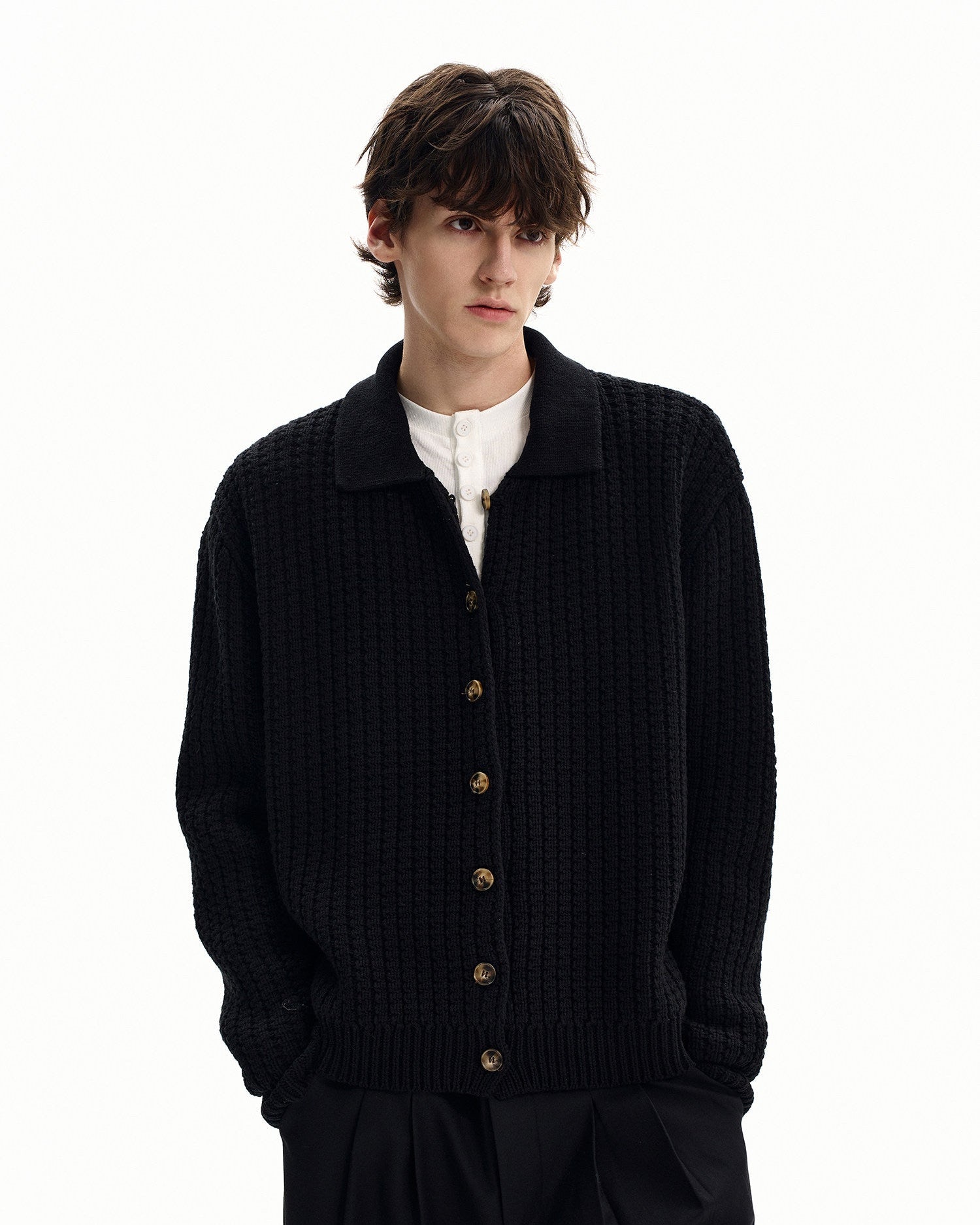 Textured Knit Button Cardigan