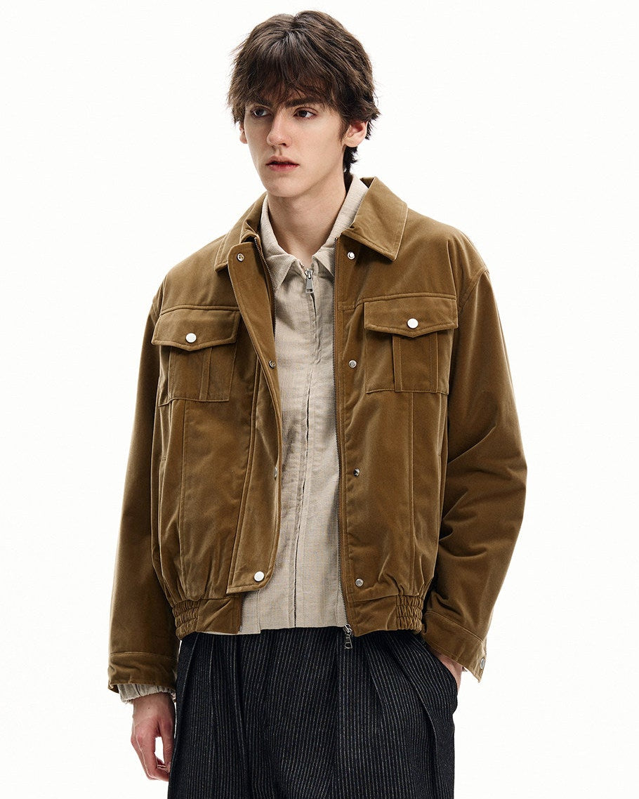 Suede-Feel Cotton Trucker Jacket