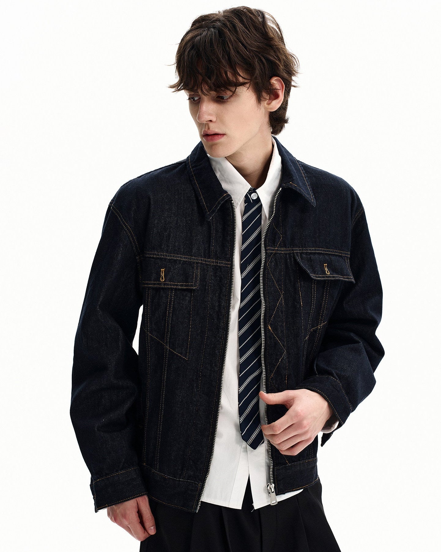 Dark Wash Denim Zip Jacket