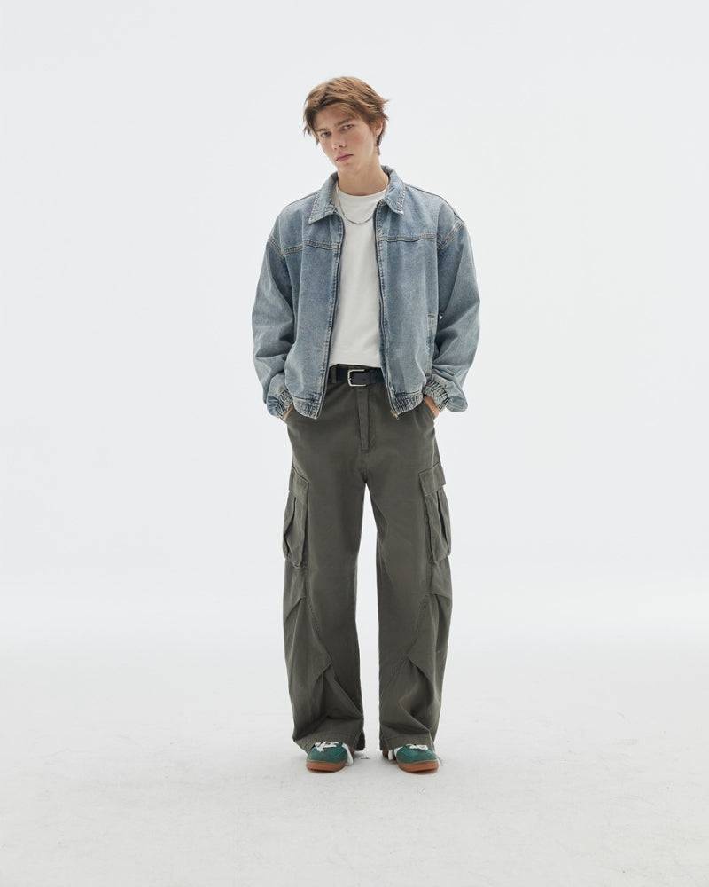 Washed Denim Bomber Jacket