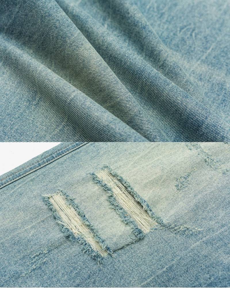 Vintage Distressed Wide-Leg Jeans