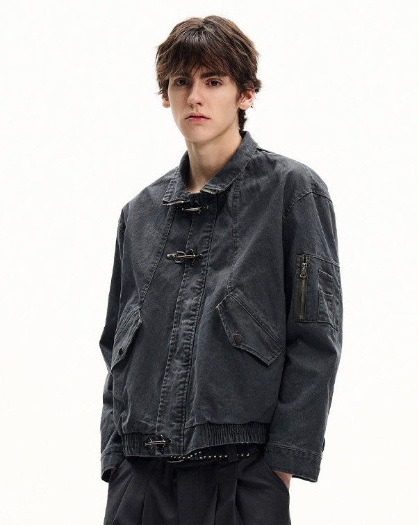 Washed Cotton Twill Buckle Jacket