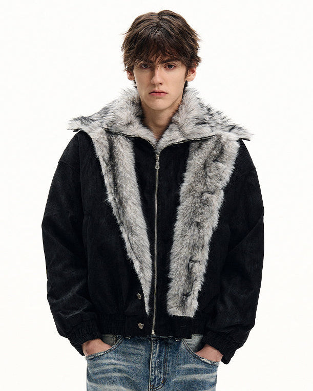 Fur Collar Thickened Corduroy Jacket