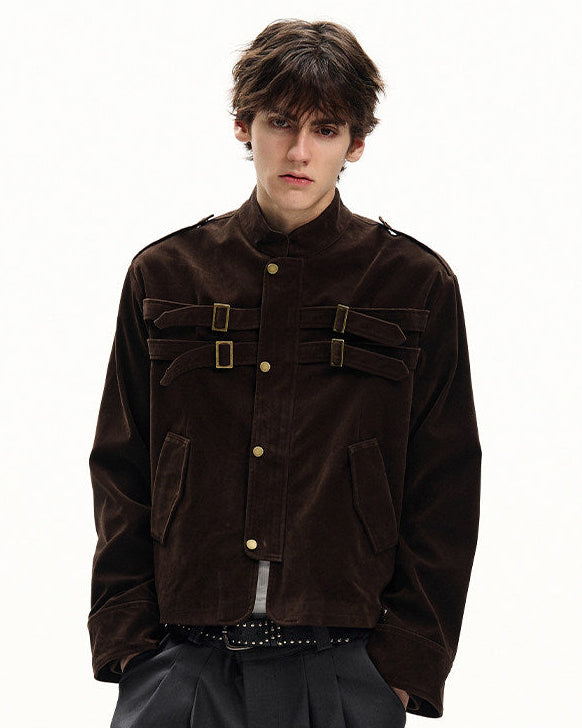 Buckle Detail Velvet Jacket