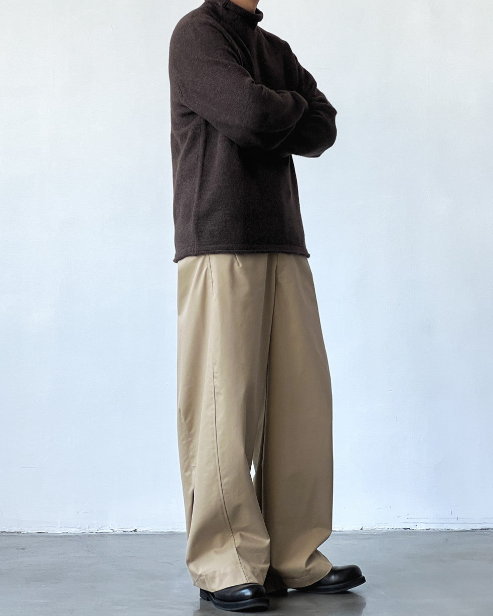 Cotton Twill Wide-Leg Trousers