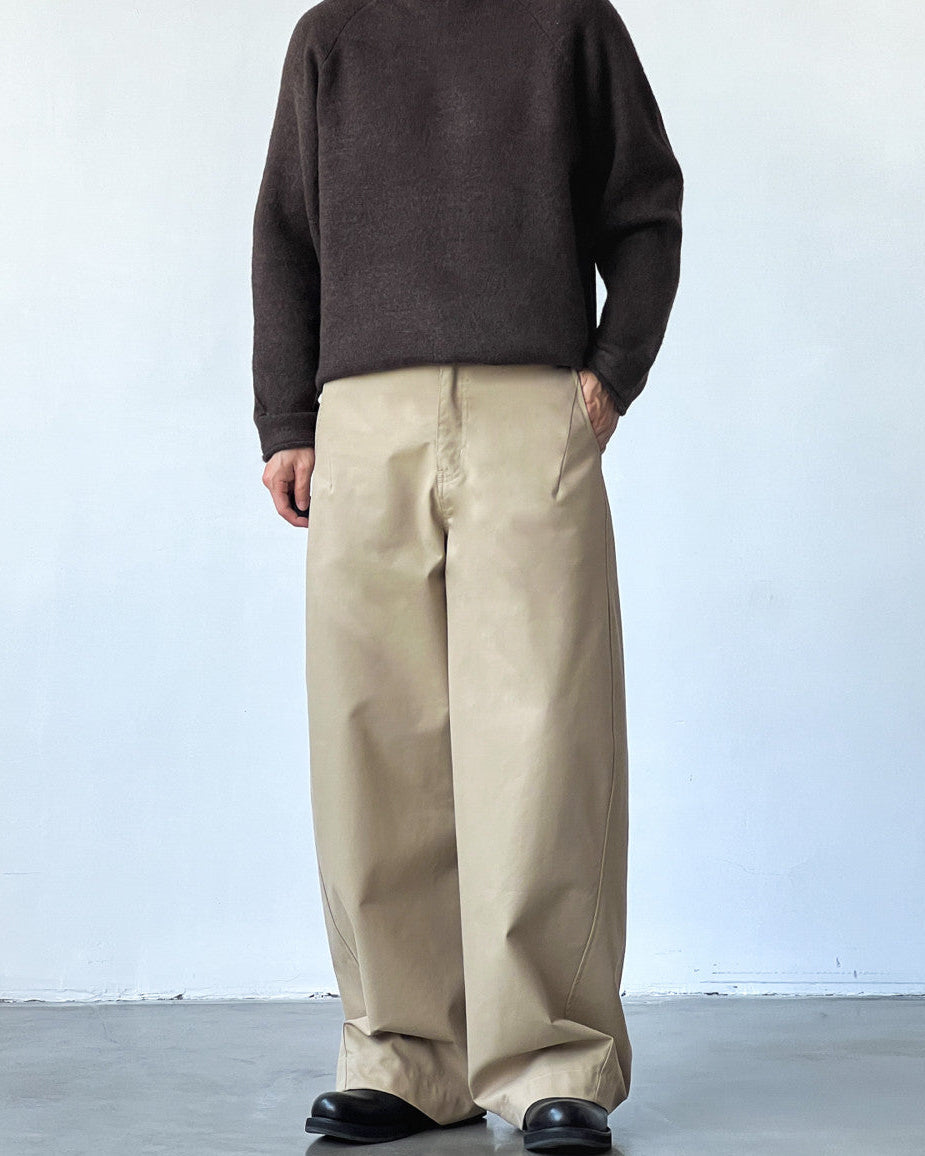 Cotton Twill Wide-Leg Trousers