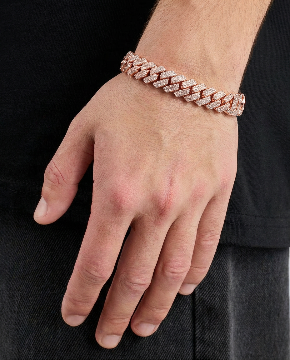 Signature Rose Pavé Cuban Link Bracelet