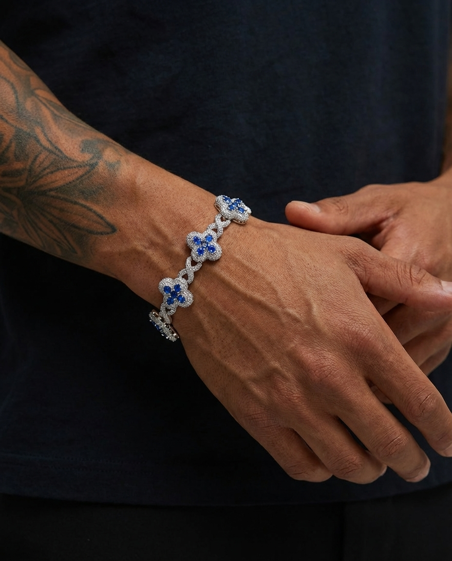 Royal Sapphire Clover Link Bracelet