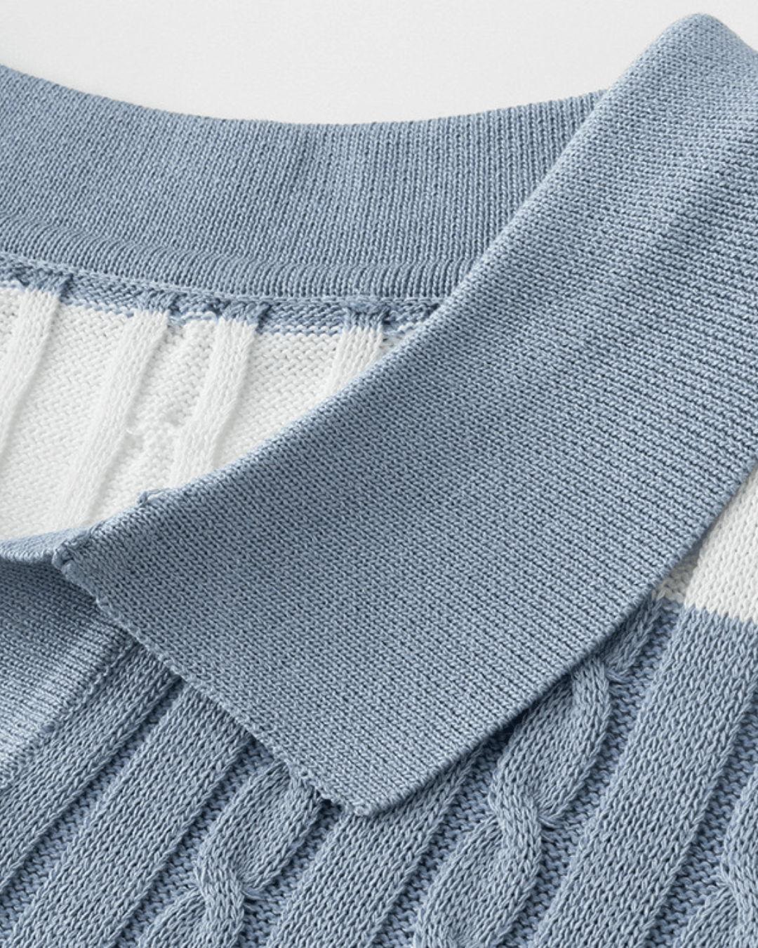 Cable‑Knit Striped Polo