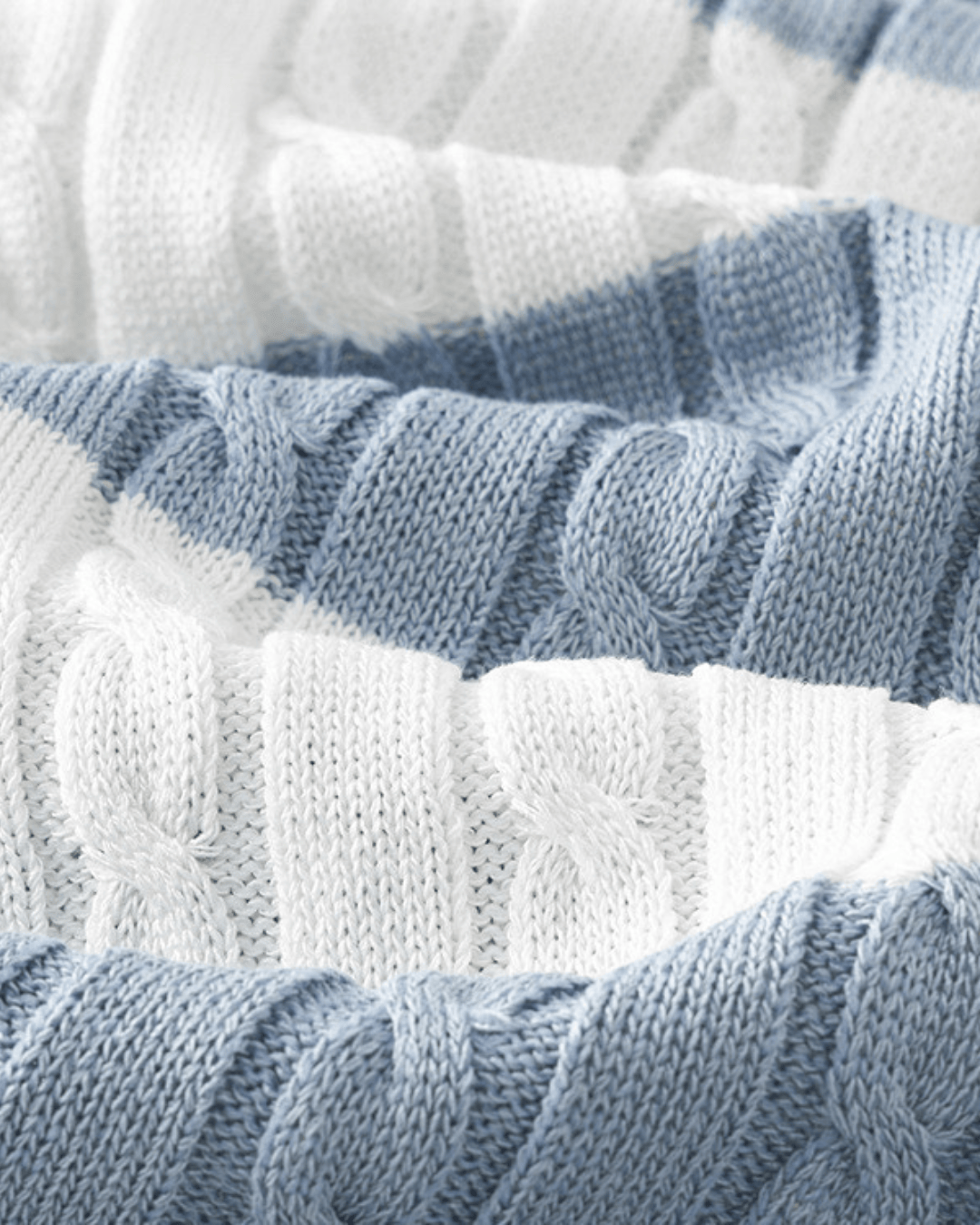Cable‑Knit Striped Polo