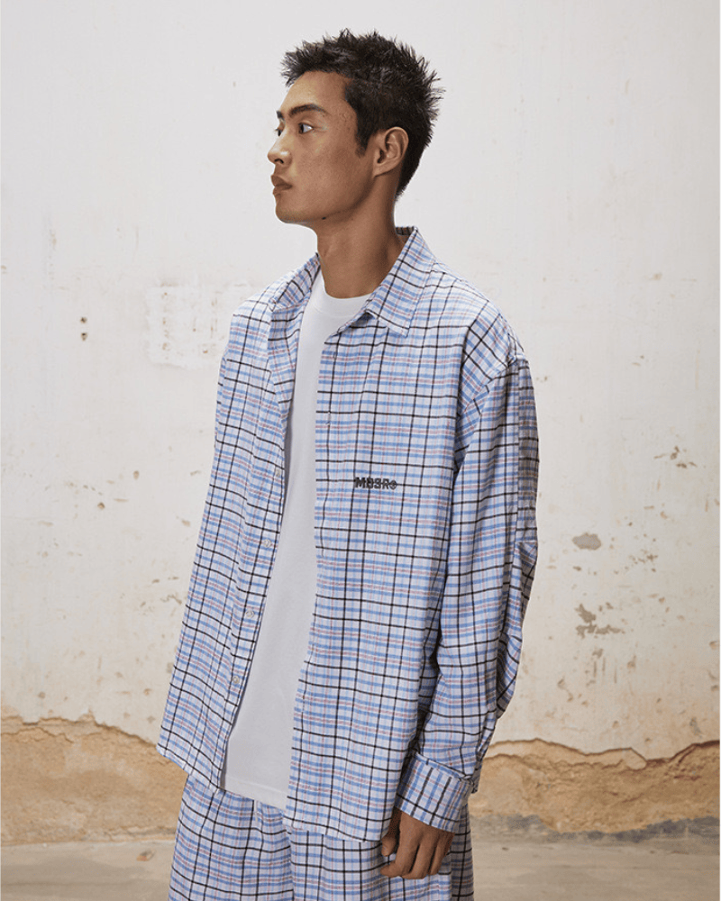 Oversized Plaid Shirt and Shorts Set