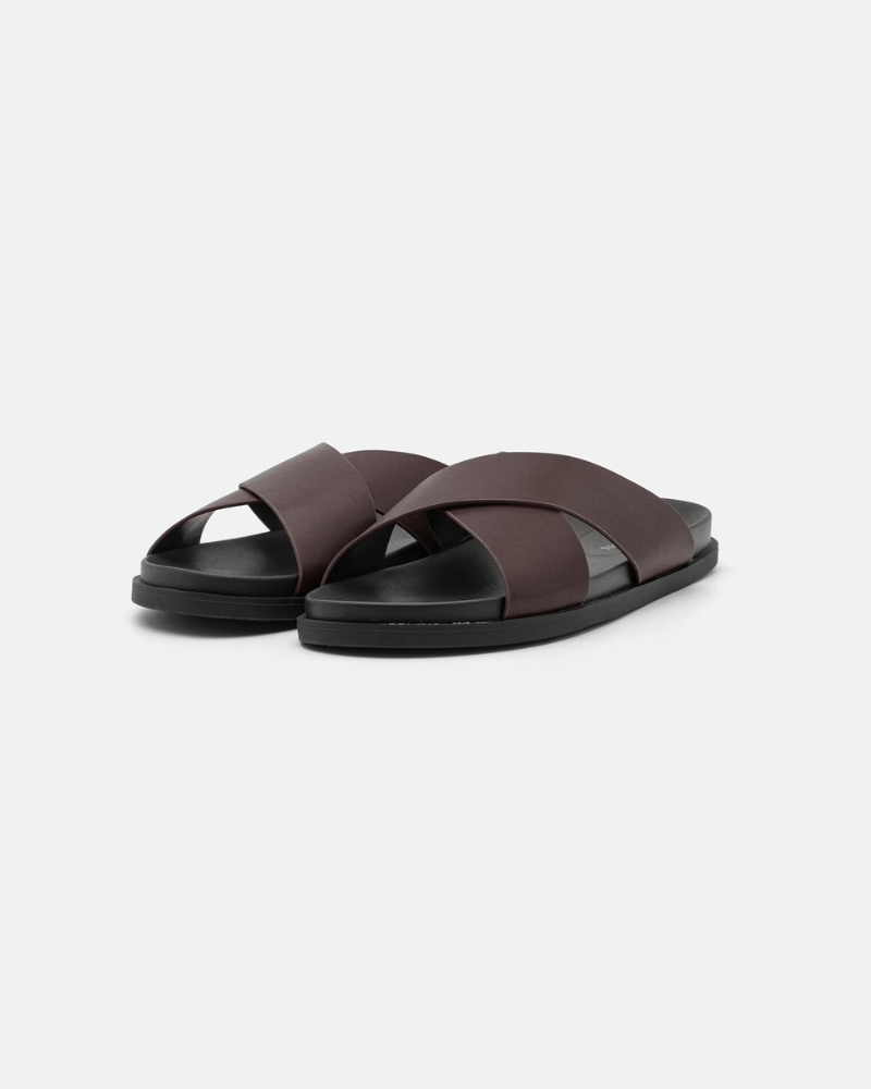Crossover Leather Cork Sandals