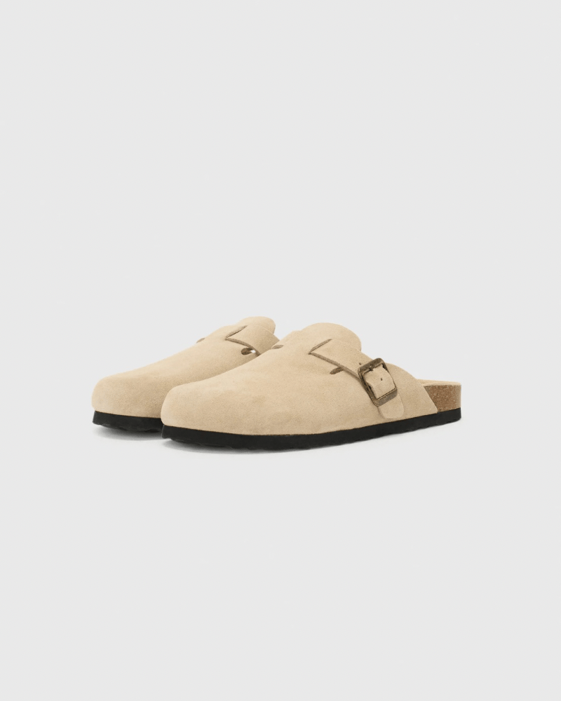 Buckle Suede Clogs Sandals